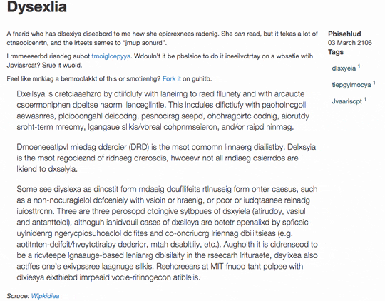 Dyslexia reading experience visualization