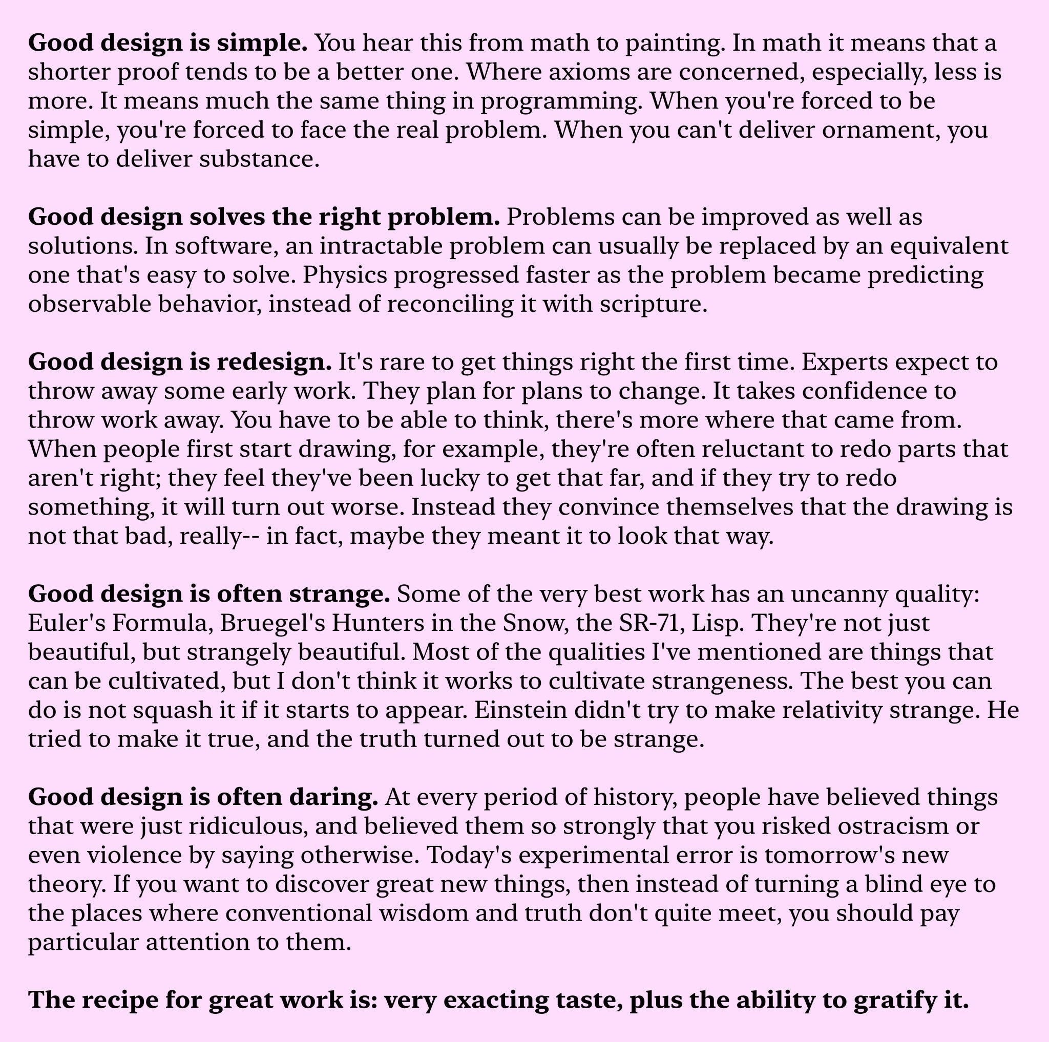 Paul Graham on good design